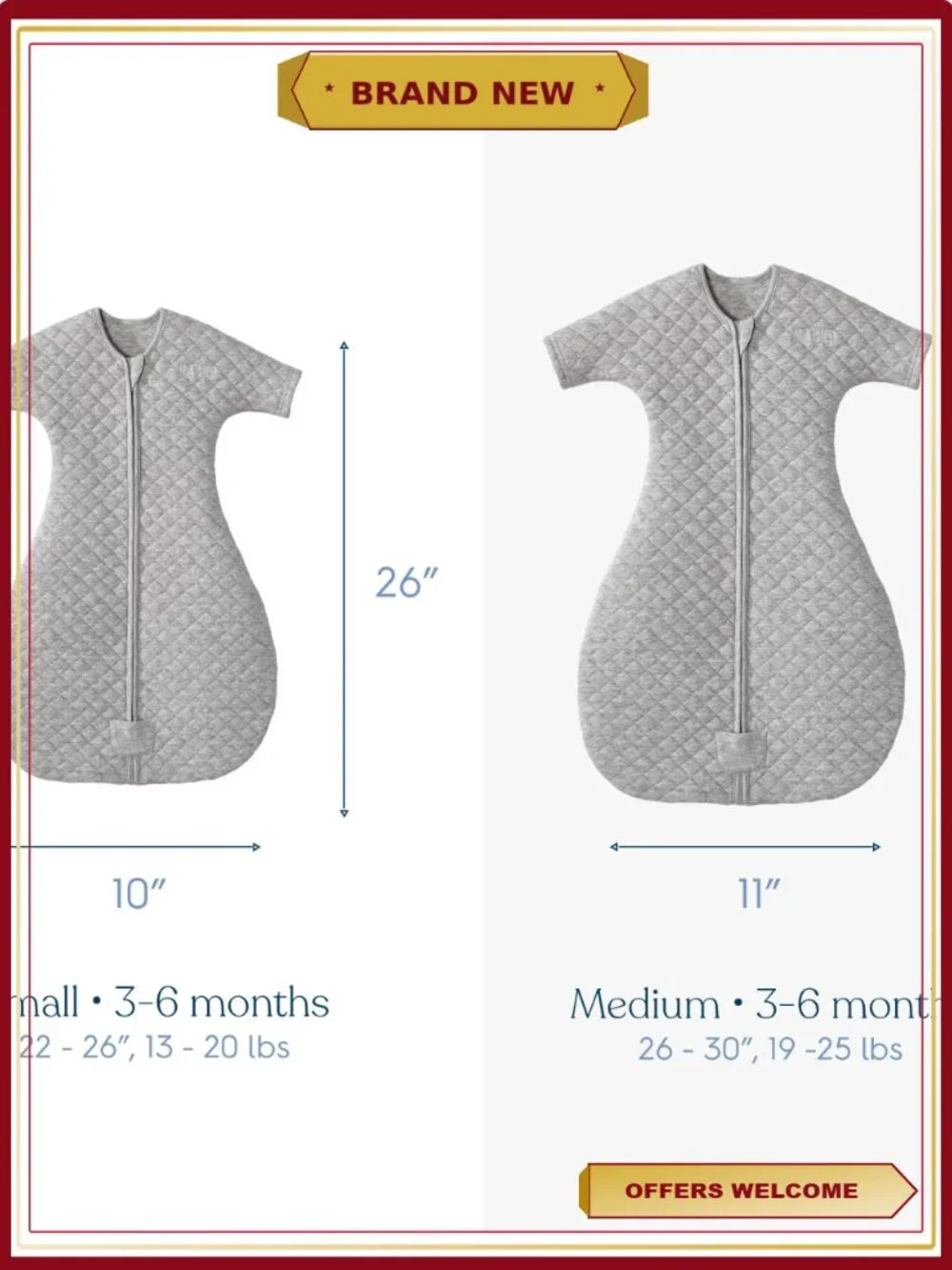 HALO Easy Transition SleepSack Wearable Blanket TOG 1.5 Cotton Baby 3-6 Months